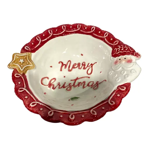 [8679813520948] POZUELO NAVIDEÑO PORCELANA MERRY CRISTMAS 21X7CM