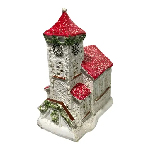 [8679811654805] MINI IGLESIA C/LUZ LED ROJO/BLANCO 10.5X7X15 CM