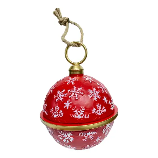 [8679811650364] CASCABEL NAVIDEÑO 22CM ROJ- BLAN METALICO 22X32CM