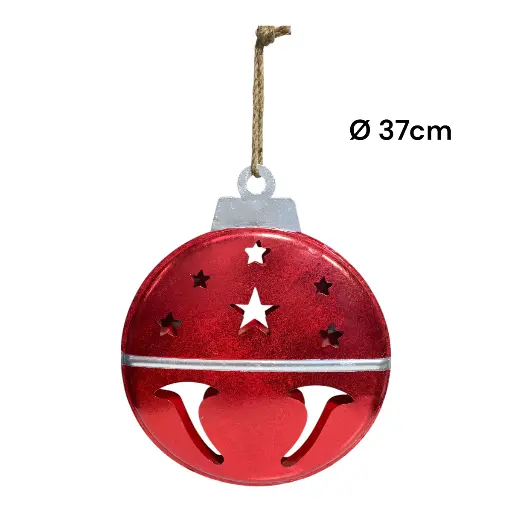 [8679811650326] CASCABEL NAVIDEÑO 37CM ROJO METALICO 37X4X45CM