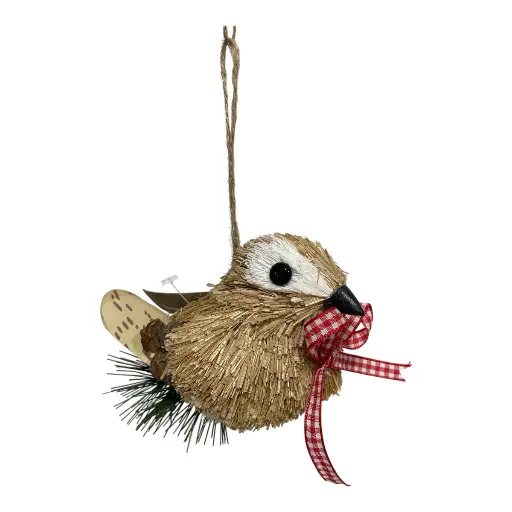 [8679811647517] PAJARITO CON LAZO Y RAMA PAJA 15X10X9CM