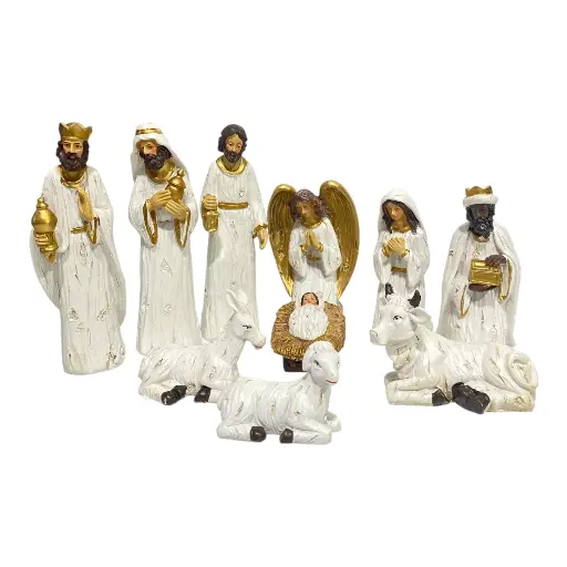 [8679811648453] NACIMIENTO BLANCO RESINA 10PZS. 15CM