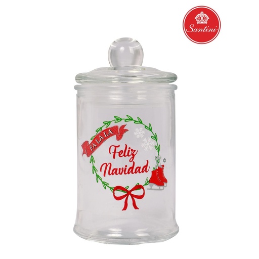 [068-369632] BOMBONERA NAVIDEÑA DE VIDRIO 10X19CM