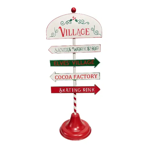 [8679811648590] LETRERO NAVIDEÑO METALICO VILLAGE 38X92CM