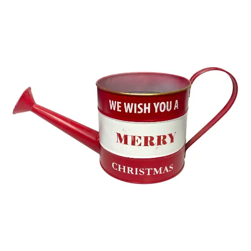 [8679818728684] REGADERA NAVIDEÑA METALICA ROJO/BLANCO 38X15X14CM