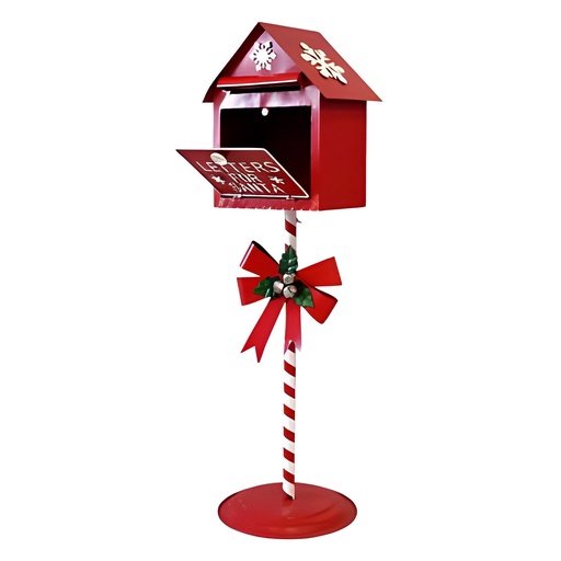[8679811648675] BUZON NAVIDEÑO METALICO ROJO 31X18X102CM