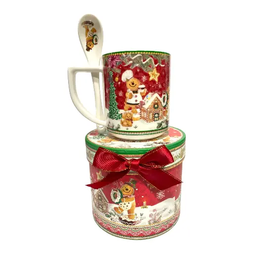 [8679813521396] TAZA JENGIBRE C/CUCHARA PORCELANA 250ML