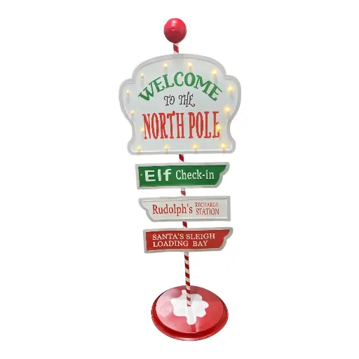 [8679811648644] LETRERO NAVIDEÑO METALICO C/LUZ LED A PILAS 55X145CM