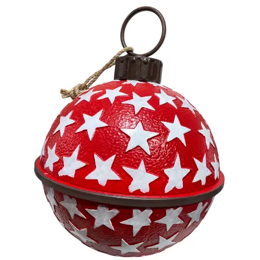 [8679811650388] CASCABEL NAVIDEÑO 62CM ROJ/BLAN ESTRELLAS METALICO 62X80CM