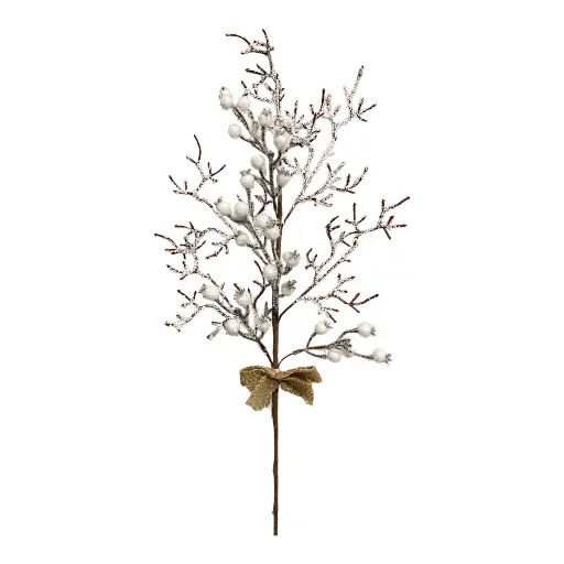 [5116826258] RAMA NAVIDEÑA NEVADA CON BOLITAS BLANCAS 70CM