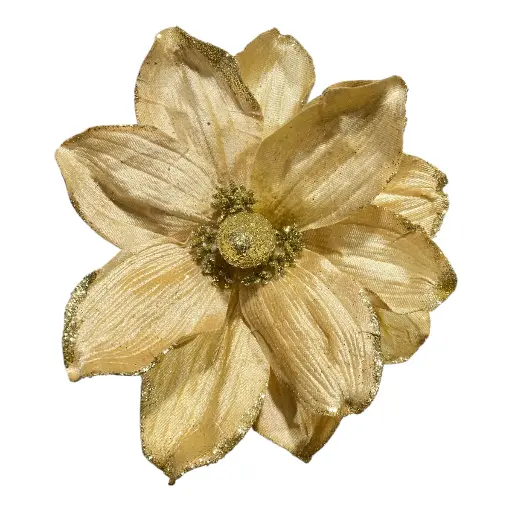 [5116826508] FLOR NAVIDEÑA MAGNOLIA DORADA 22CM
