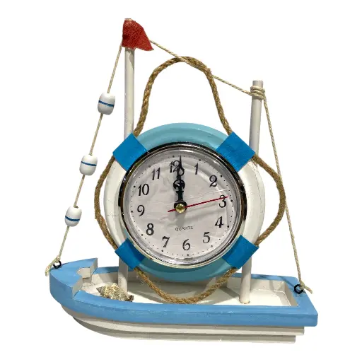 [6981606501242] BARCO RELOJ DE MADERA 20X7X23CM