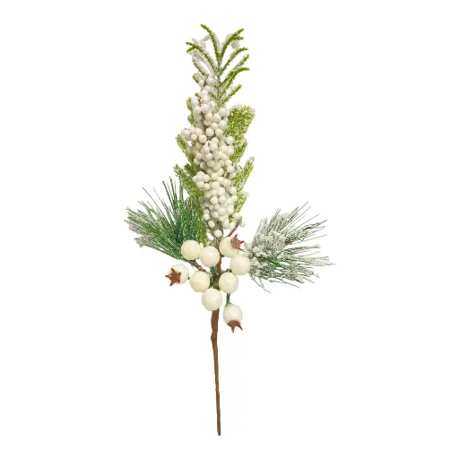 [5116823147] RAMA NEVADA BOLITAS BLANCAS 30CM