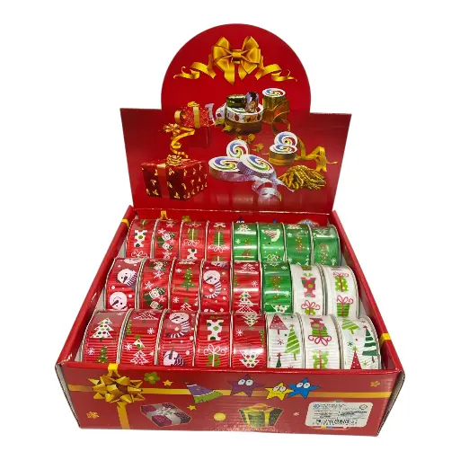 [8679814101436] CINTA NAVIDEÑA V/COLORES 3CM ANCHO X 5YRDS. C/U