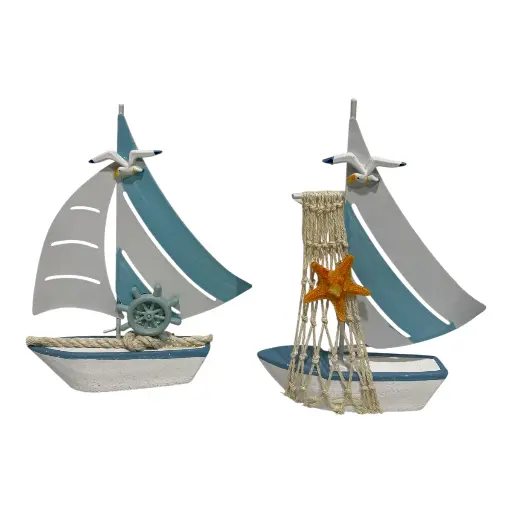 [6981606501198] BARCO DECOR DOS MODELOS C/U MADERA Y HIERRO 14X2.5X18CM 