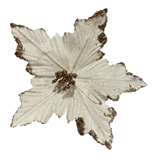 [5116826770] FLOR NAVIDEÑA BEIGE/CHAMPAGNE 20CM