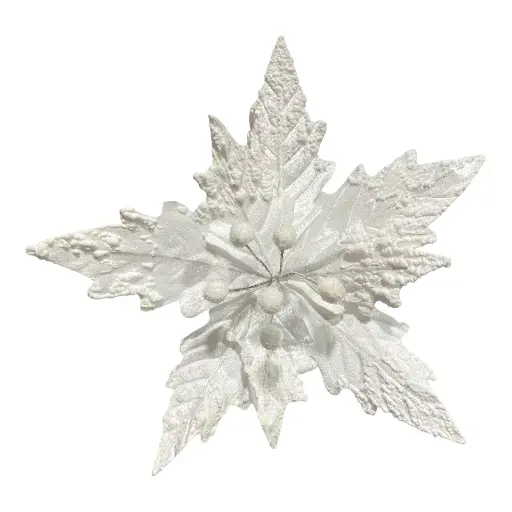 [5116827484] FLOR NAVIDEÑA BLANCA/NEVADA TELA 30CM