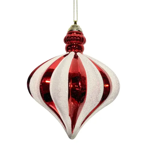 [CS24168] ESFERA NAVIDAD 20CM COLGANTE ROJO/BLANCO 