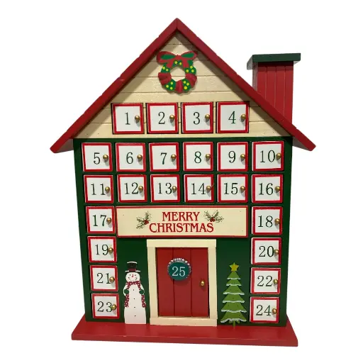 [CS24193] CALENDARIO NAVIDEÑO CASA DE MADERA 29X8X40CM