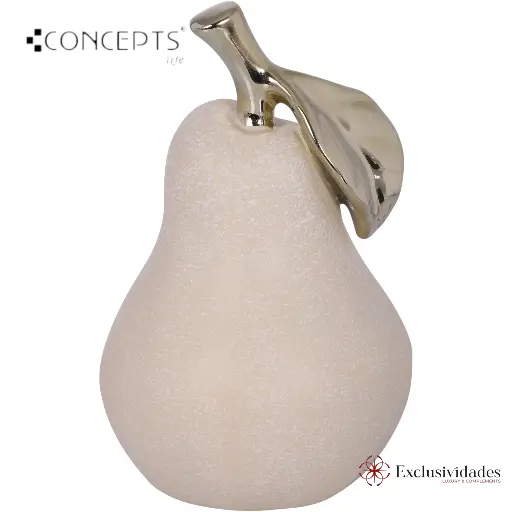 [441-627612] PERA DECOR PORCELANA ARENA/DORADO 12X12X19CM