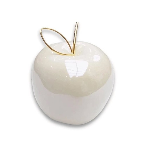 [CS23131] MANZANA DECOR DE PORCELANA BLANCA PERLADA 8X8X9CM