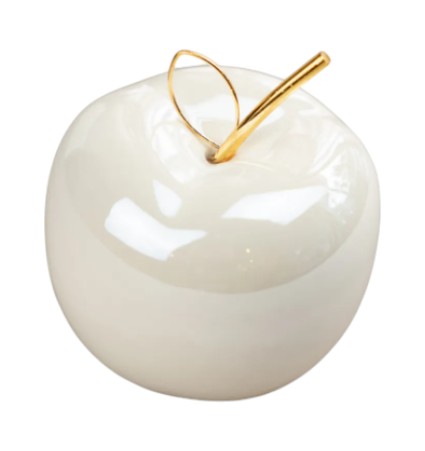 [CS23130] MANZANA DECOR DE PORCELANA BLANCA PERLADA  9X9X11CM