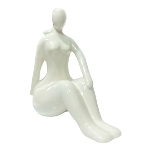 [CS23147] DAMA ABSTRACTO DE PORCELANA BLANCA 9X8X15CM  