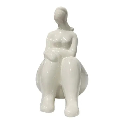 [CS23148] DAMA ABSTRACTO DE PORCELANA BLANCA 9X8X15CM   