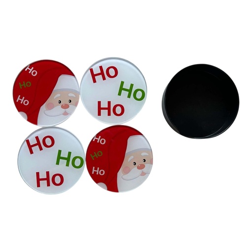 [7450209201891] PORTAVASOS NAVIDEÑO DE VIDRIO SETX5PZS. 10.5X10.5X2.5CM