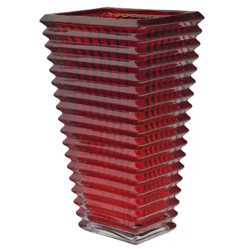 [305794] FLORERO MODA ROJO RECTANGULAR CRISTAL GRUESO REF:ES27849 17X12X28CM