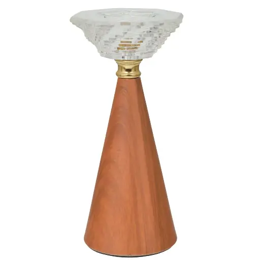 [827567] CANDELABRO VIDRIO B/MADERA REF:ES27829 20X10CM