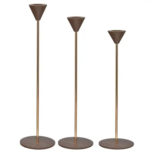 [471541] CANDELABRO MADERADO SETX3 PZ. REF:ES27835 21CM, 25CM, 31CM