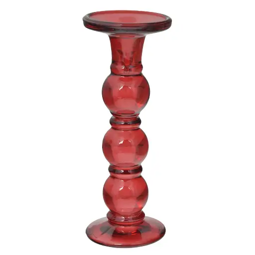 [673309] CANDELABRO DE VIDRIO ROJO REF:ES27939 9X25CM