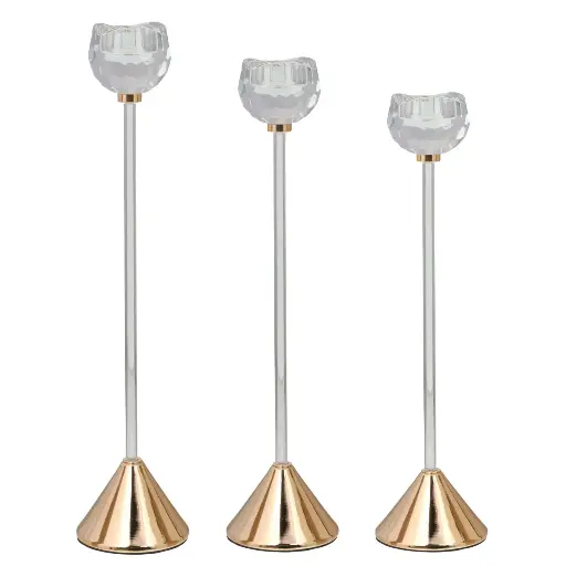 [624806] CANDELABRO DE FLOR DE CRISTAL SETX3 REF:ES27826 22CM, 27CM, 32CM