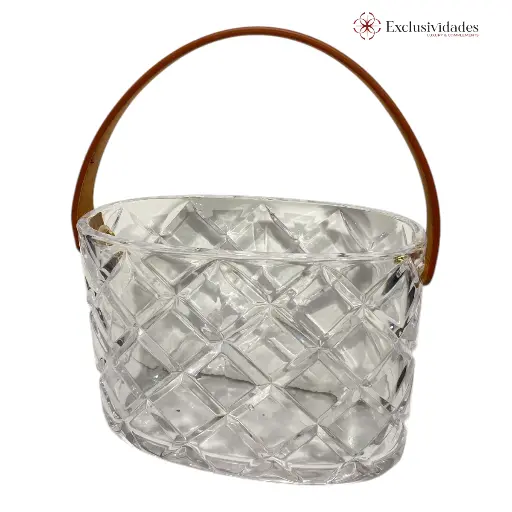 [985569] FLORERO CARTERA VIDRIO C/AGARRADERA CUERO CAFE  REF:ES27813 20X10X26CM