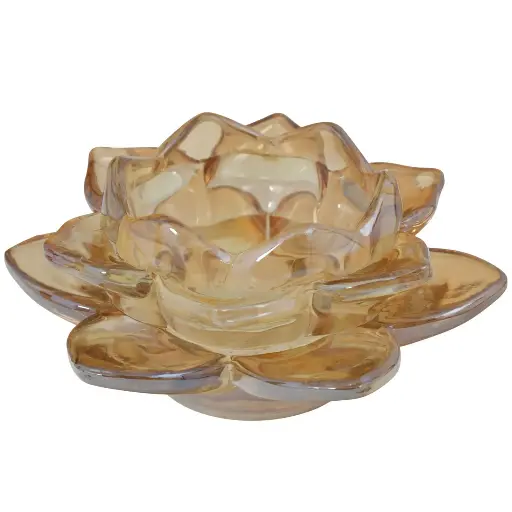 [929691] CANDELABRO VIDRIO AMBAR REF:ES27795 12X6CM
