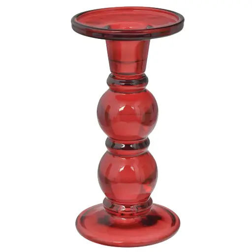 [500835] Candelabro de vidrio rojo, 9x18xm, REF:ES27938