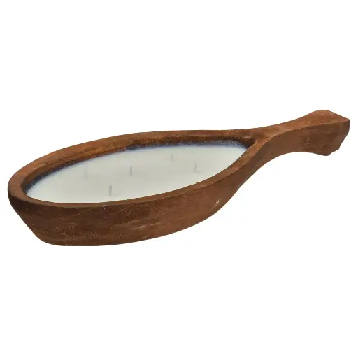 [594716] VELA DECORATIVA EN BASE DE MADERA REF:ES28040 38X16X5CM