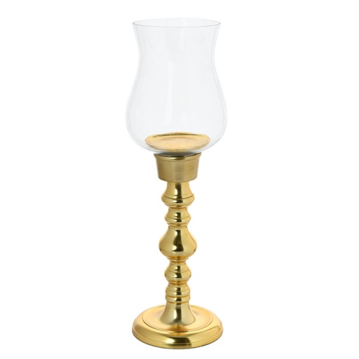 [7450112541275] CANDELABRO DORADO METAL/VIDRIO 51X17CM