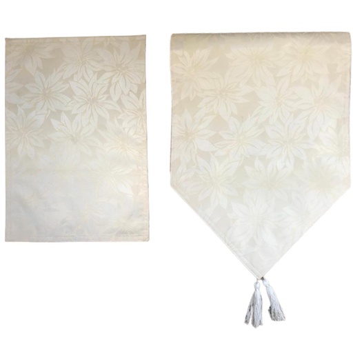 [6905110245652] CAMINO DE MESA NAVIDEÑO PONSETIA BEIGE 33X180CM 