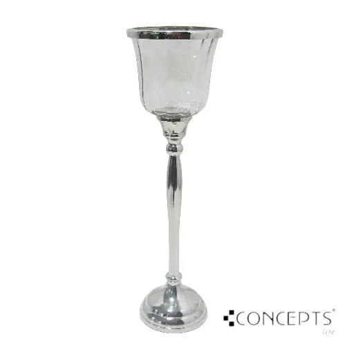 [7450119885624] CANDELABRO METAL/VIDRIO 12X12X39CM