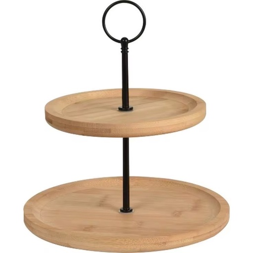 [2025057505955] FRUTERO / PORTA BOCADITOS DE MADERA 2PISOS 21X21X24CM