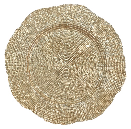 [281321] PLATO BASE DE VIDRIO DORADO REF:ES28456 33CM