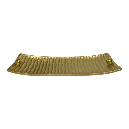 [S50425] BANDEJA DE MADERA DORADA 35X13X4CM