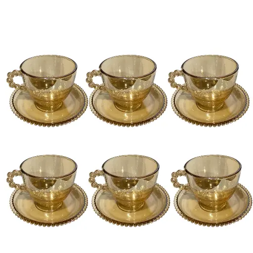 [2025057507461] TAZAS DE VIDRIO AMBAR SET DE 12PZS. 210ML