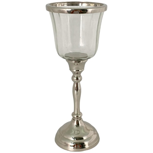 [428-3700195] CANDELABRO METAL/VIDRIO 11.5X11.5X31CM