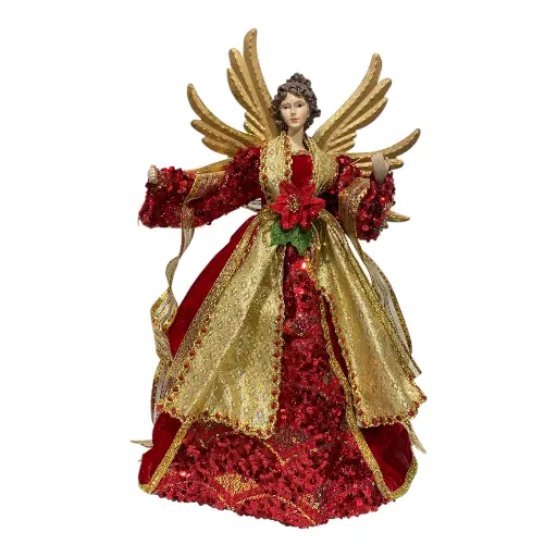 [5276875230247] ANGEL ROJO CON DORADO MANOS Y ROSTRO DE PORCELANA, 30X20X46CM