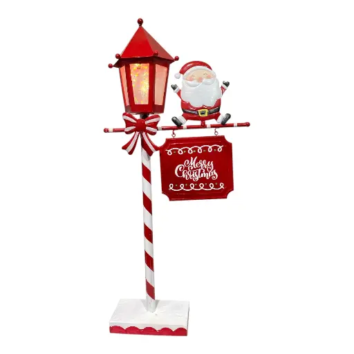 [5220255200610] FAROL NAVIDEÑO DE METAL CON LUZ LED MERRY CHRISTMAS 30X10X64CM