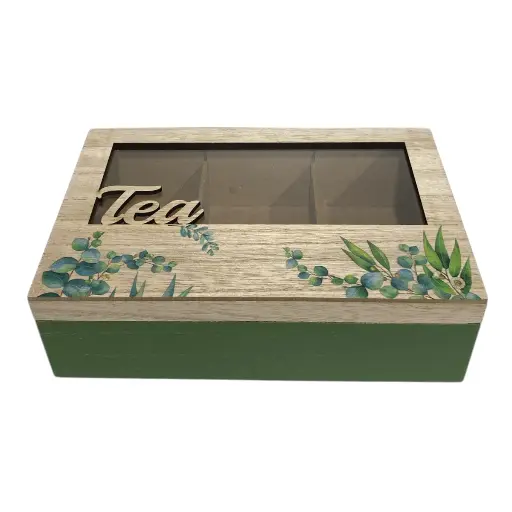 [23969] PORTA TE, MADERA 6 SEPARACIONES 24X10X7CM