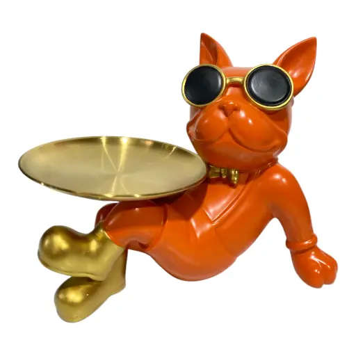 [23927] PERRO POLIRESINA CON CHAROL 30X18X24CM COLORES SURTIDOS